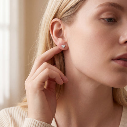 BWJ - 925 Sterling Silver Polished Heart Stud Earrings