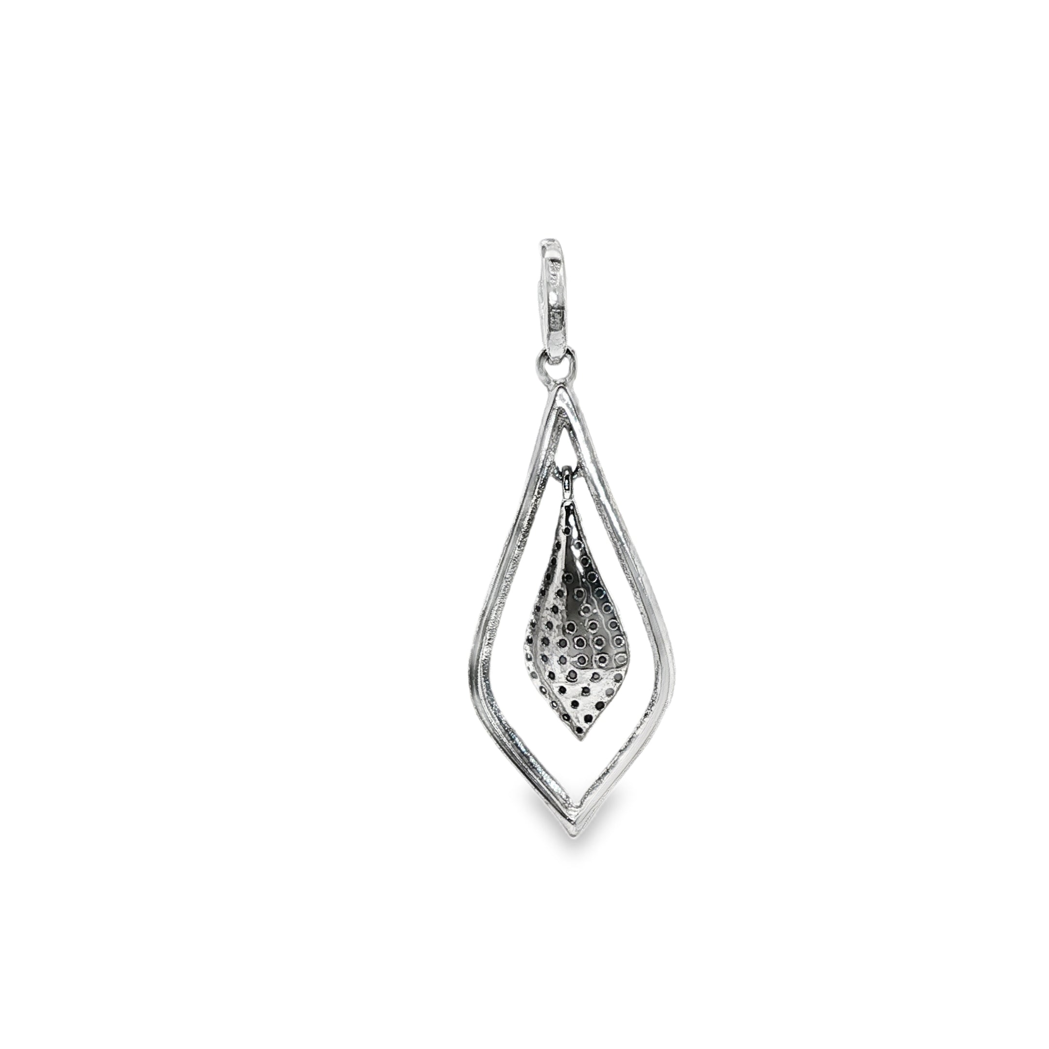 BWJ - 925 Sterling Silver Cubic Zirconia Teardrop Pendant