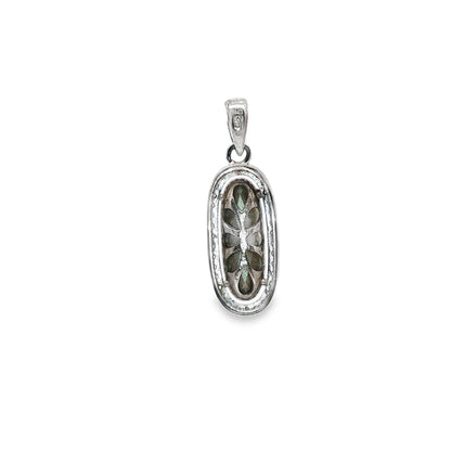 BWJ - 925 Sterling Silver Elongated Cubic Halo Pendant