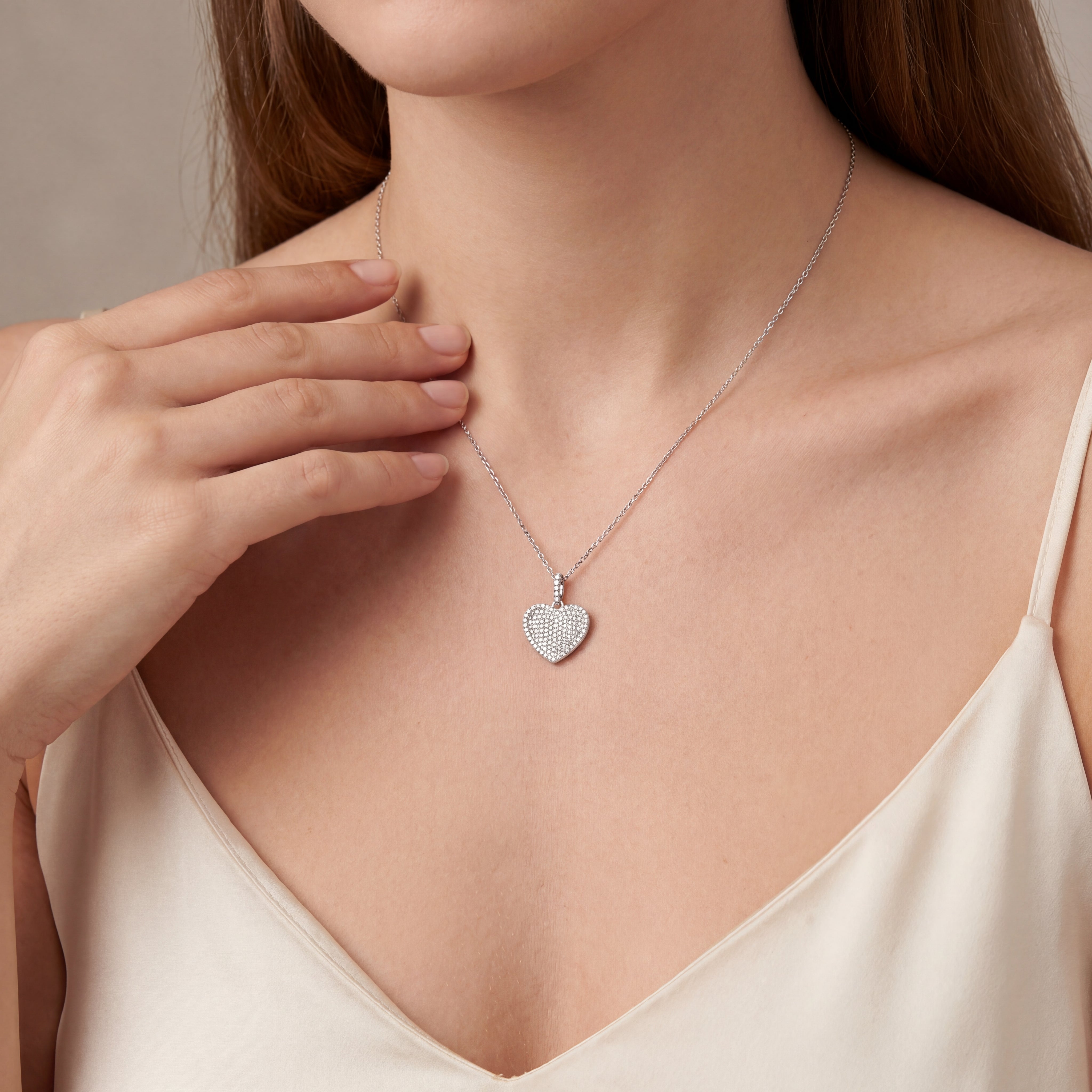 BWJ - 925 Sterling Silver Heart Pendant with Cubics