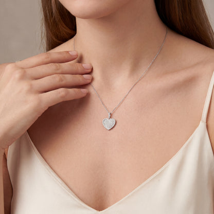 BWJ - 925 Sterling Silver Heart Pendant with Cubics