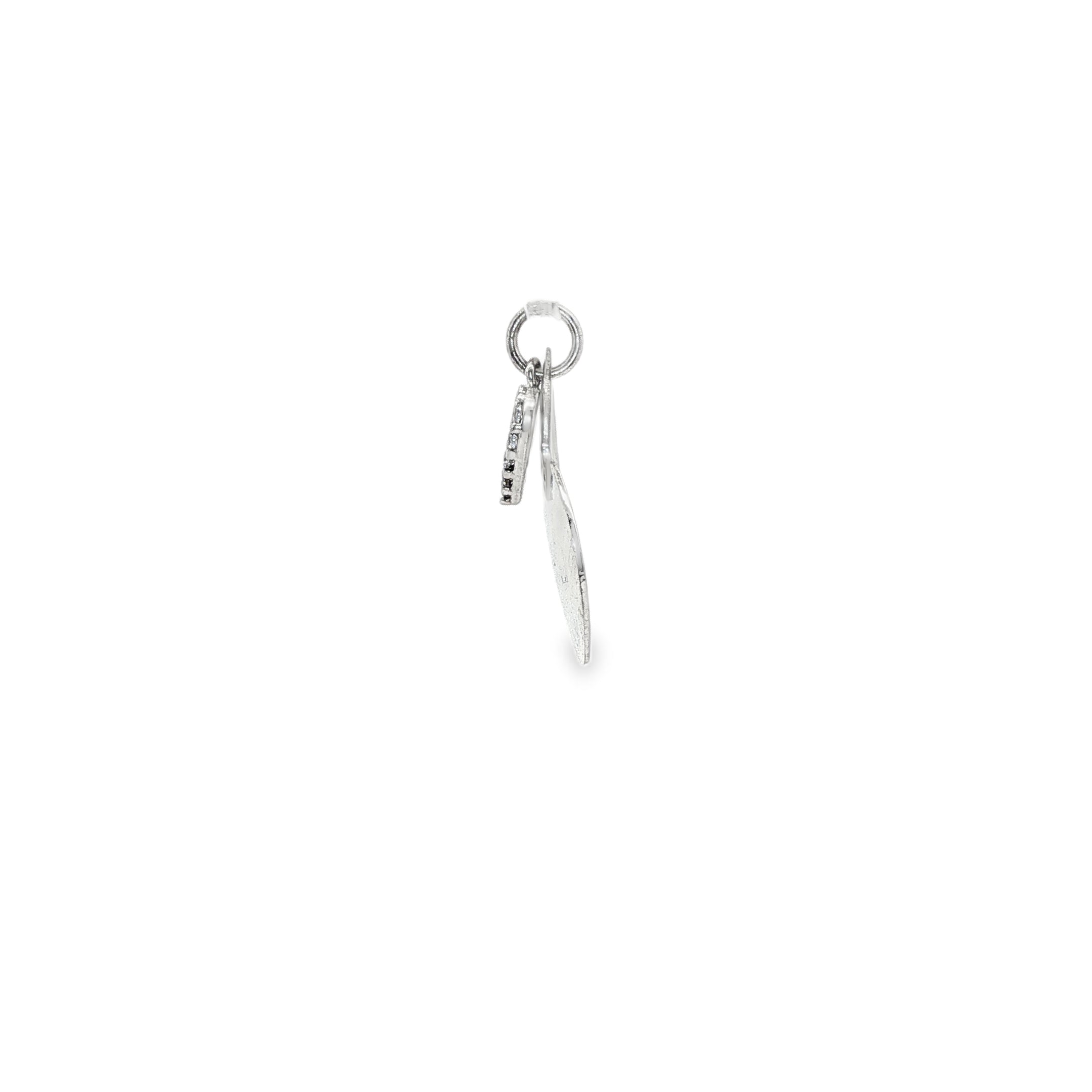 BWJ - 925 Sterling Silver Double Heart Pendant with Pave Cubics