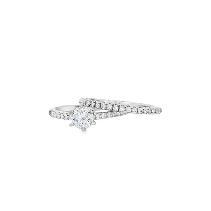 BWJ - 925 Sterling Silver Round Cubic Bridal Ring Set