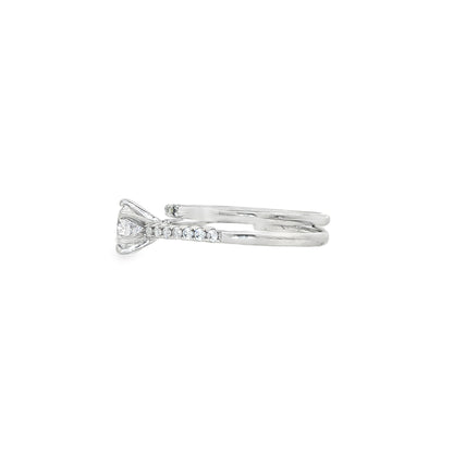 BWJ - 925 Sterling Silver Round Cubic Bridal Ring Set