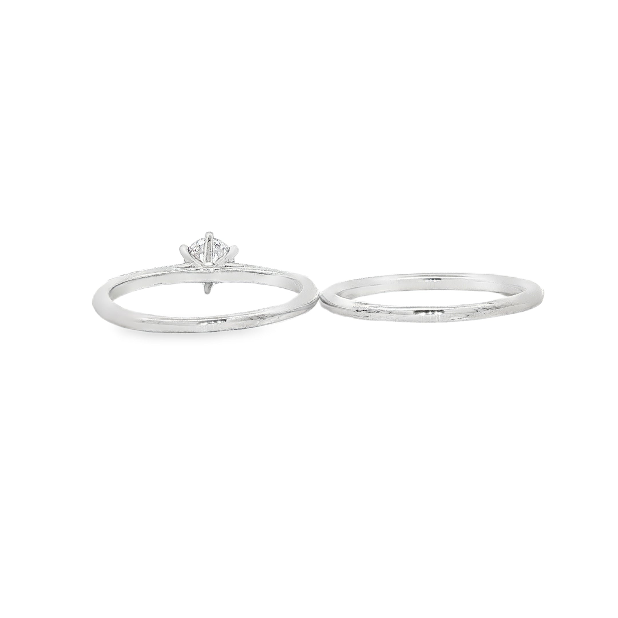 BWJ - 925 Sterling Silver Round Cubic Bridal Ring Set