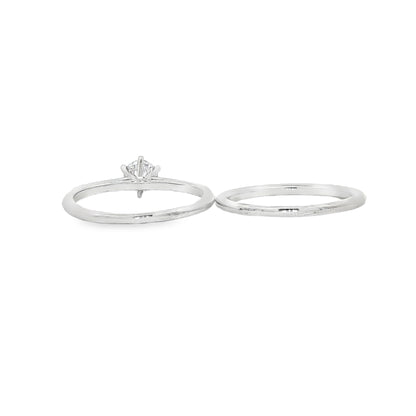 BWJ - 925 Sterling Silver Round Cubic Bridal Ring Set