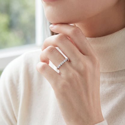 BWJ - 925 Sterling Silver Delicate Cubic Stackable Ring