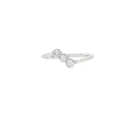 BWJ - 925 Sterling Silver Three-Stone Cubic Bypass Ring