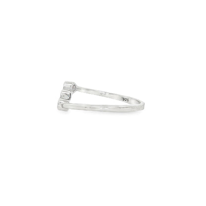 BWJ - 925 Sterling Silver Three-Stone Cubic Bypass Ring