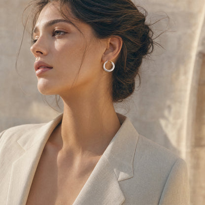 BWJ - 925 Sterling Silver Tubular Hoop Earrings