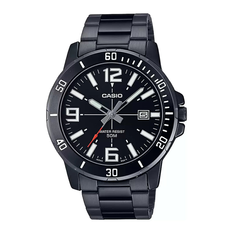 Casio Standard Black Stainless Steel Mens Watch - MTP-VD01B-1BVUDF