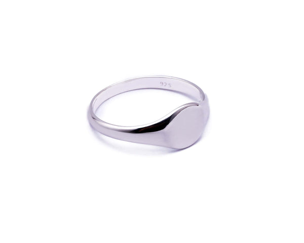Broadway Jewellers - 925 Sterling Silver - Round Signet Ring -5mm