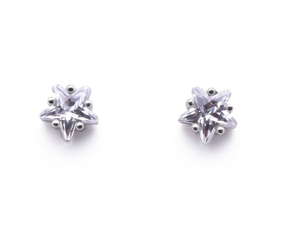 Broadway Jewellers - 925 Sterling Silver - Cubic Zirconia Star Stud Earring