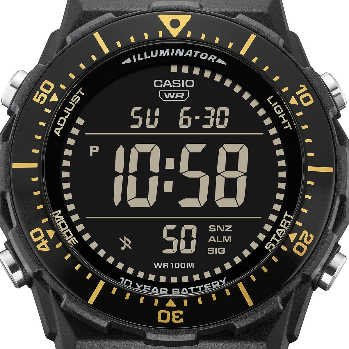 Casio AE-1700H-1BVDF Tactical Digital Watch -10 Year Battery-Black & Gold