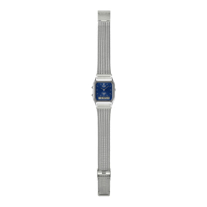 Casio Retro - Mens Metal Strap Silver Analogue & Digital Watch - AQ-230EM-2ADF