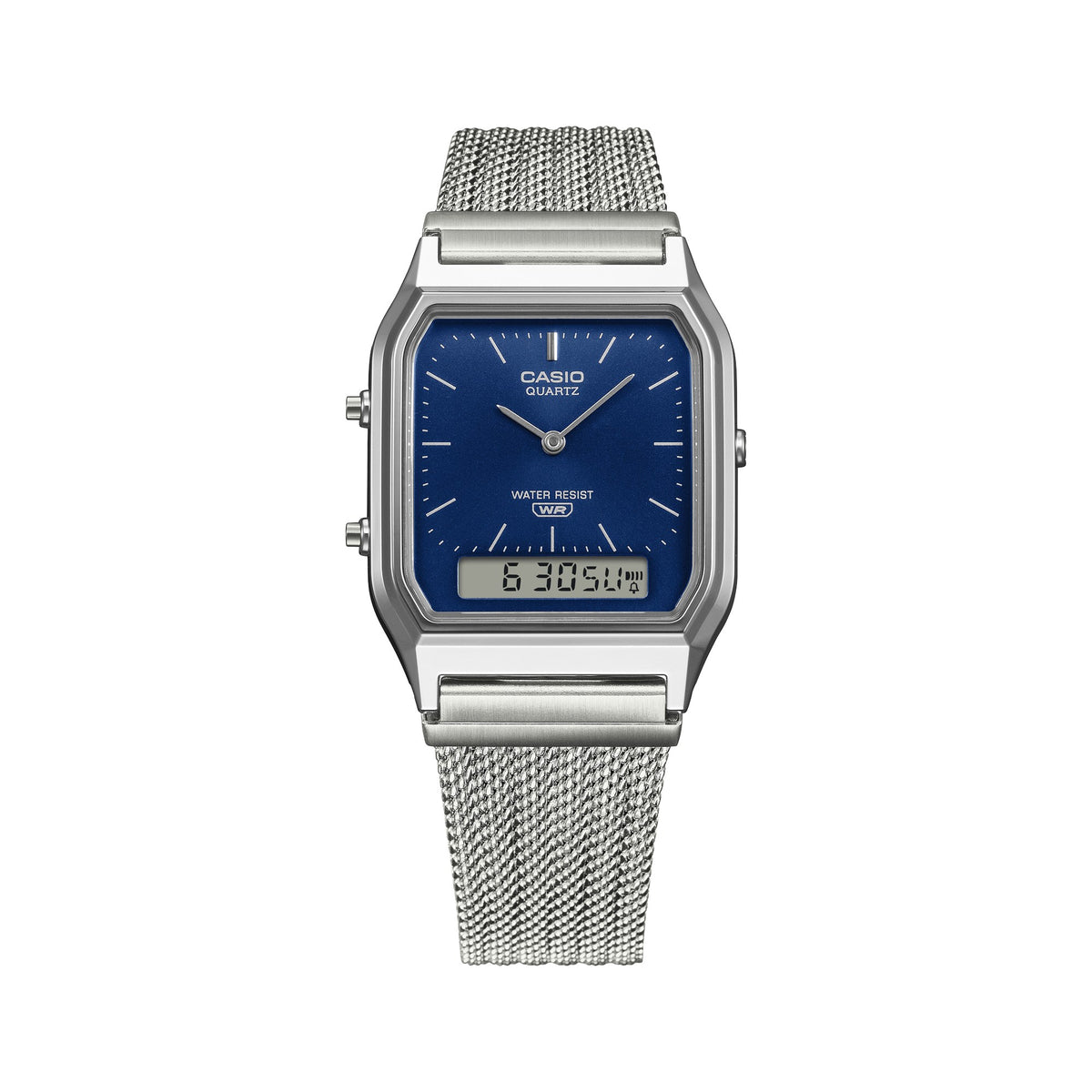 Casio Retro - Mens Metal Strap Silver Analogue & Digital Watch - AQ-230EM-2ADF
