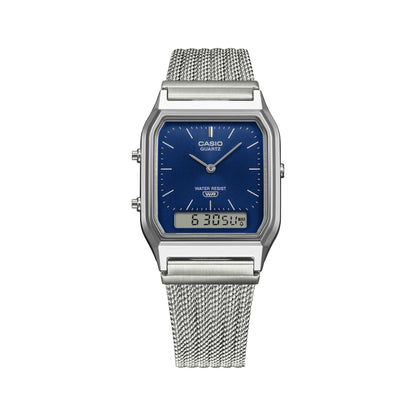 Casio Retro - Mens Metal Strap Silver Analogue & Digital Watch - AQ-230EM-2ADF