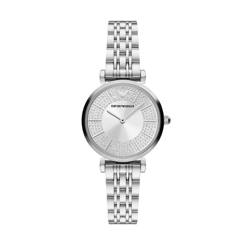 Armani Gianni T-Bar Womens Silver Stainless Steel Watch-AR11445