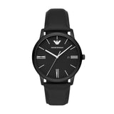 Armani Minimalist Mens Black Leather Watch-AR11573