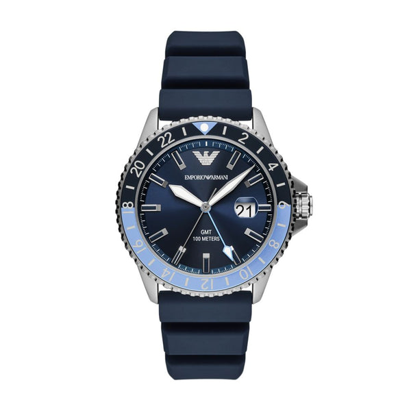 Armani Diver Mens Blue Silicone Watch-AR11592