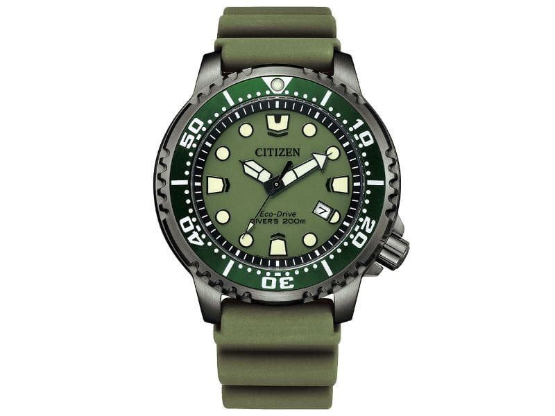 Citizen Promaster Marine Mens Green Rubber Watch-BN0157-11X