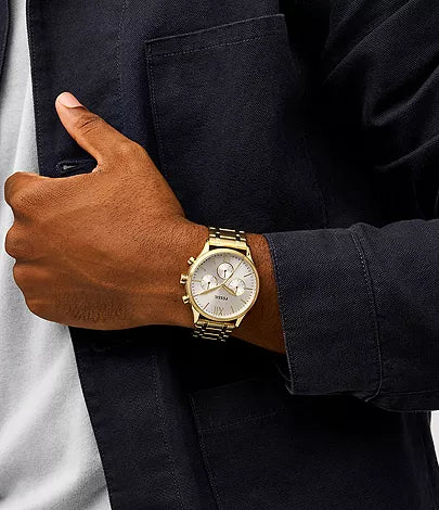 Fossil Flynn Mens Gold Stainless Steel Watch - BQ1128IE