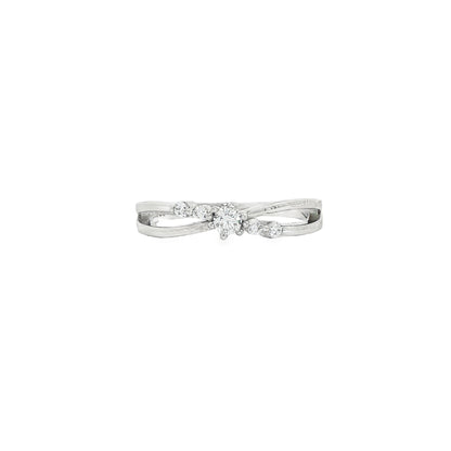BWJ - 925 Sterling Silver Cubic Multistone Crossover Ring