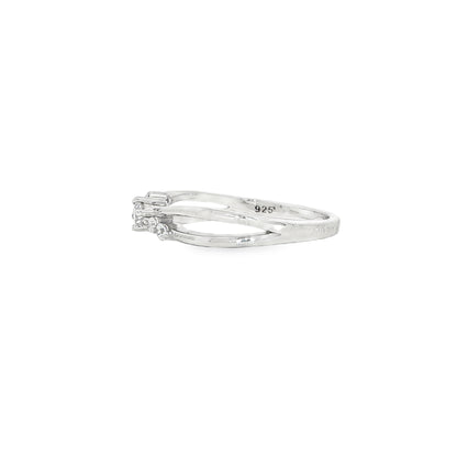 BWJ - 925 Sterling Silver Cubic Multistone Crossover Ring