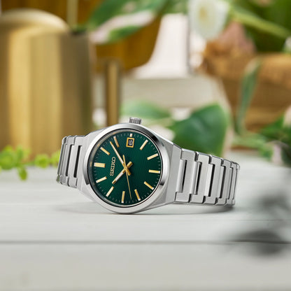 Seiko Men's  Essentials -SUR601P1- Stainless Steel-Green & Gold