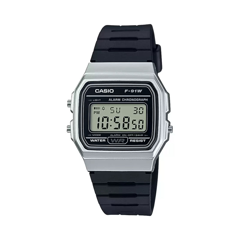 Casio Men's F-91WM-7ADF Digital Watch - Black and Silver