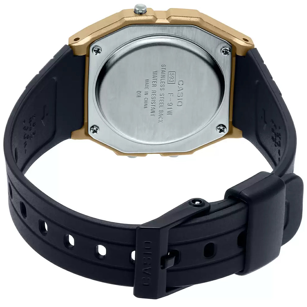 Casio Men's F-91WM-9ADF Digital Watch - Black and Gold