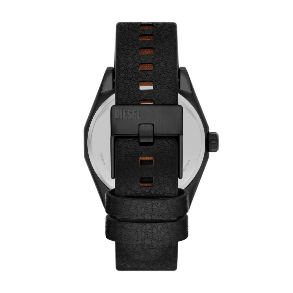 Diesel Scraper Mens Black Leather Strap Watch-DZ2175