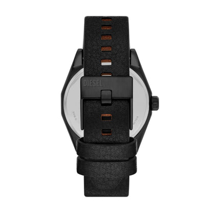 Diesel Scraper Mens Black Leather Strap Watch-DZ2175