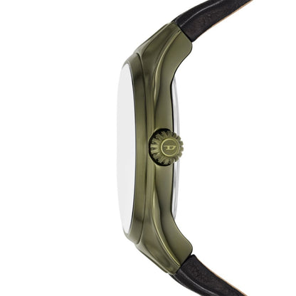 Diesel Streamline Mens Black Leather Strap Watch-DZ2218