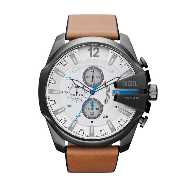 Diesel Mega Chief Mens Brown Leather Watch-DZ4280