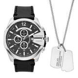 Diesel Mega Chief Mens Black Leather Watch-DZ4559