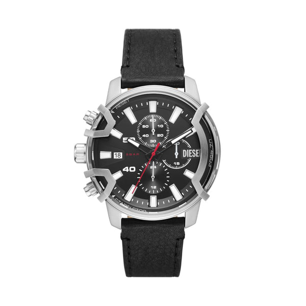 Diesel Griffed Mens Black Leather Watch-DZ4603