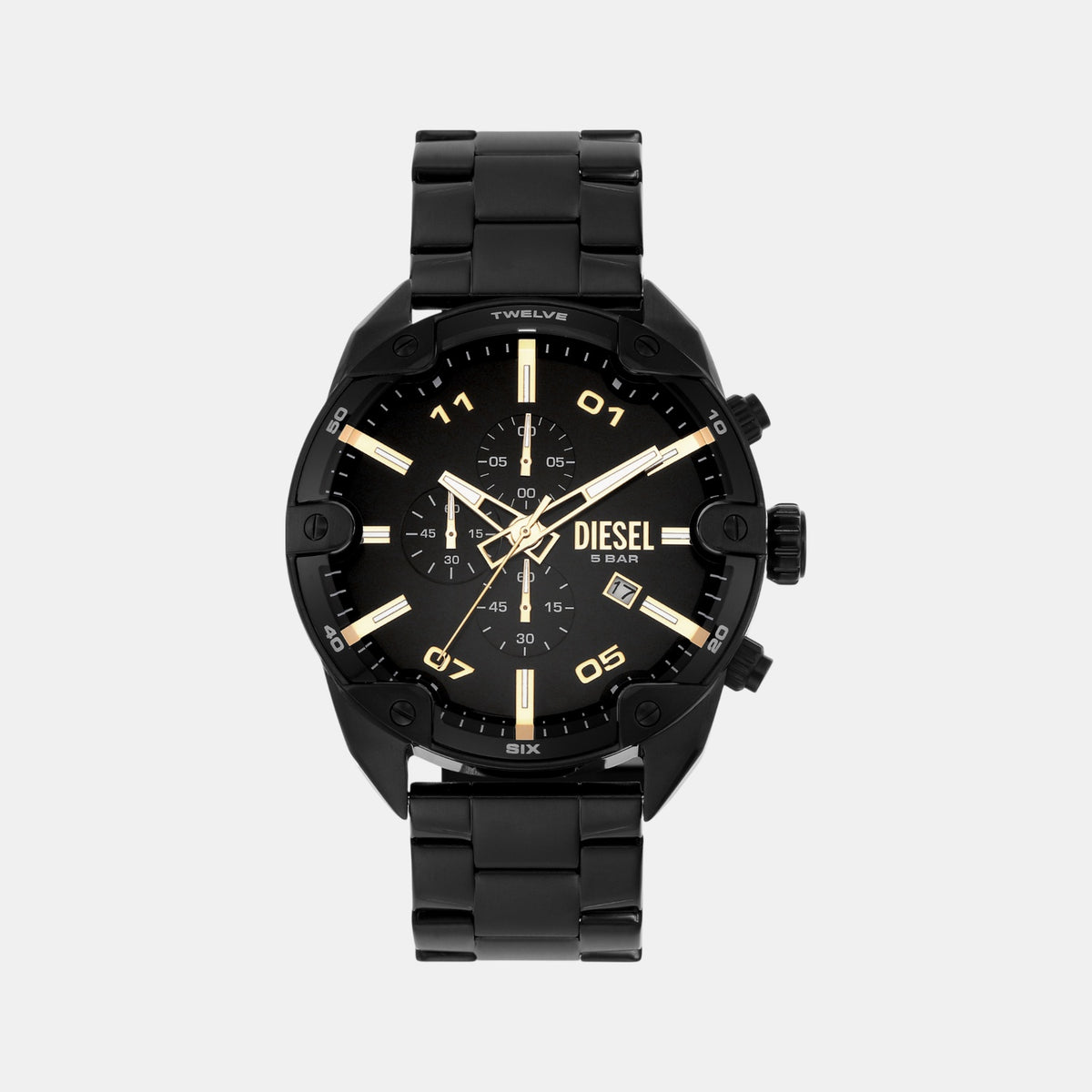 Diesel Spiked Mens Black Stainless Steel Watch-DZ4644