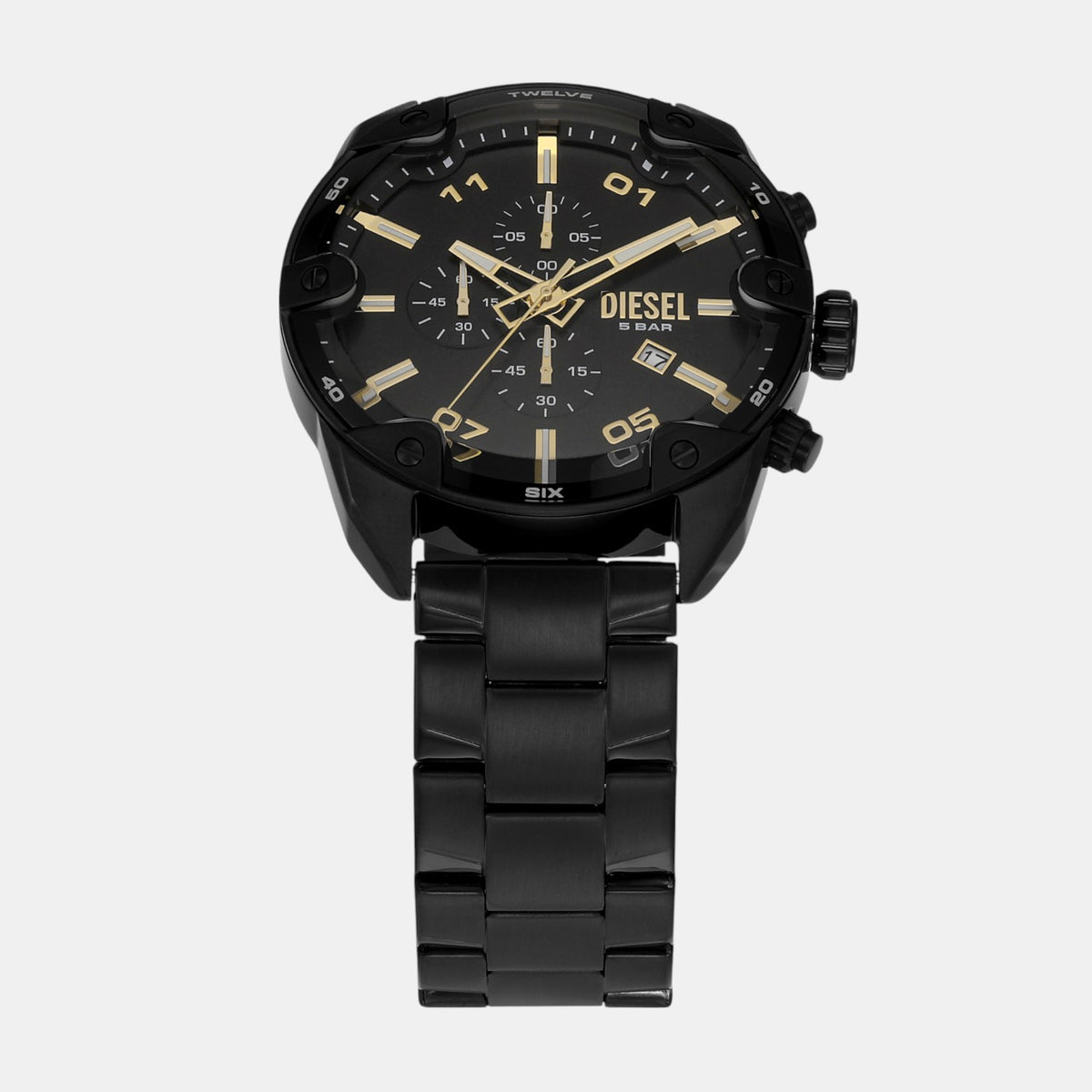 Diesel Spiked Mens Black Stainless Steel Watch-DZ4644