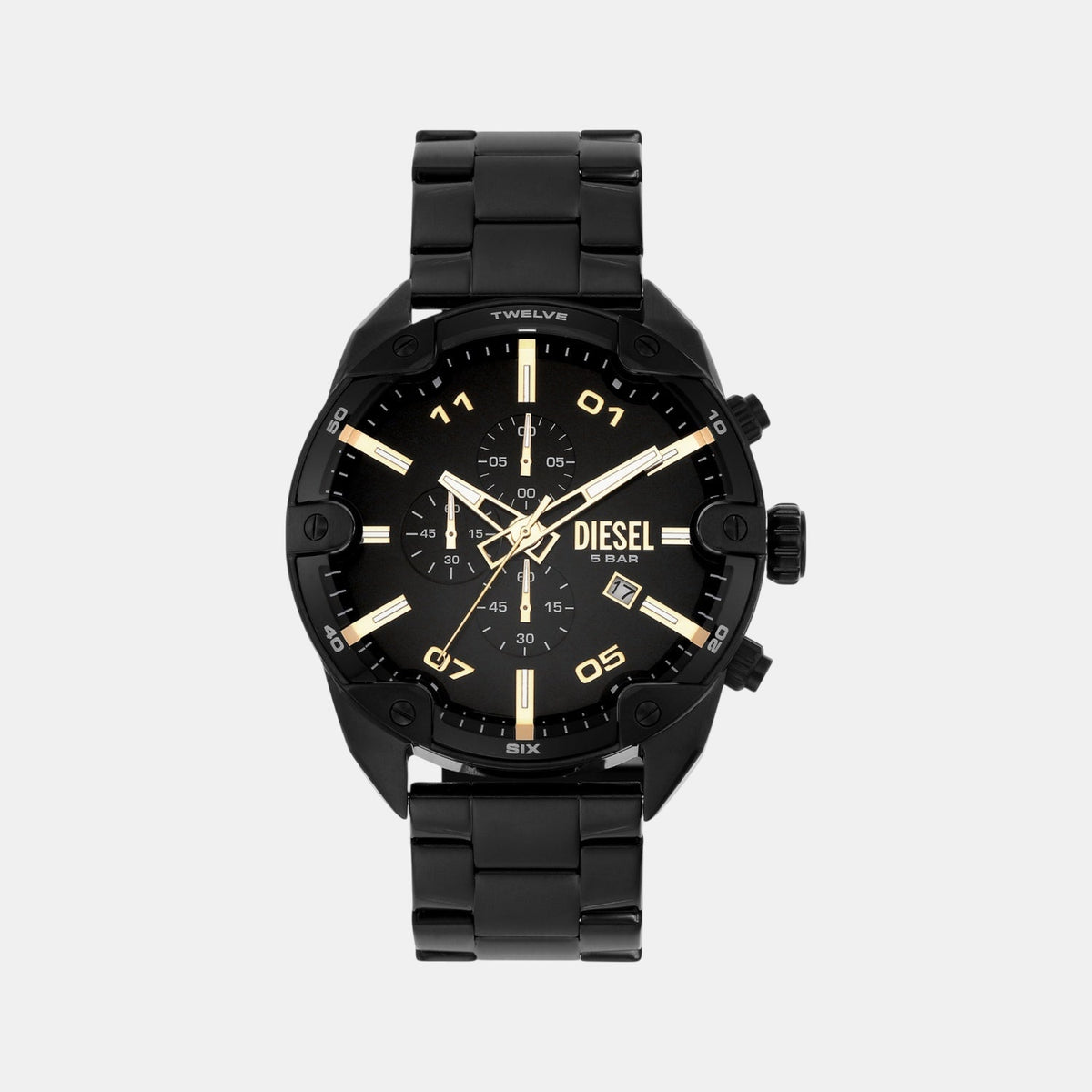 Diesel Spiked Mens Black Stainless Steel Watch-DZ4644