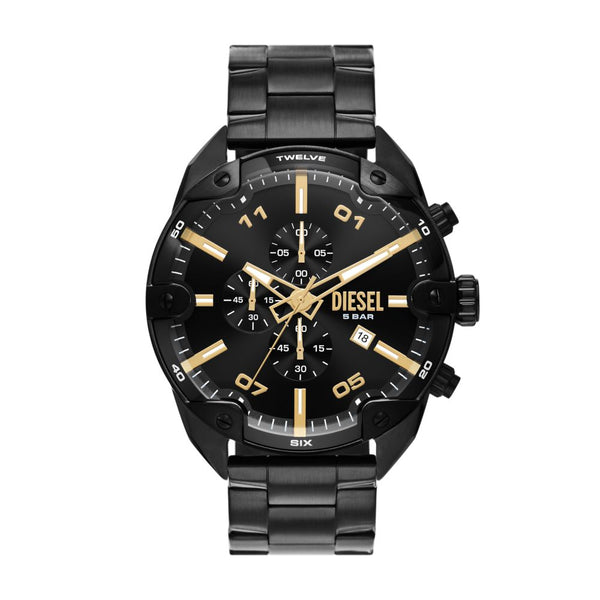 Diesel Spiked Mens Black Stainless Steel Watch-DZ4644