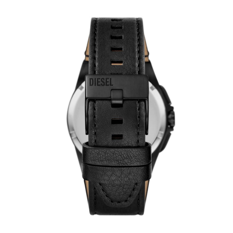 Diesel Framed Mens Black Leather Watch-DZ4658