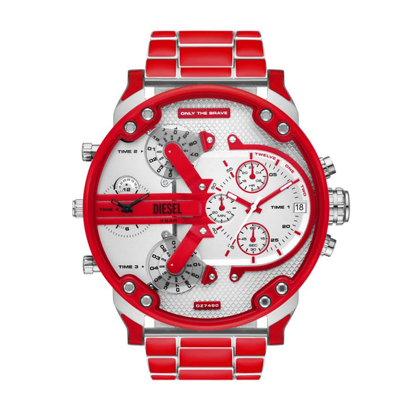 Diesel Mr. Daddy 2.0 Mens Red Stainless Steel Watch-DZ7480