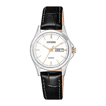 Citizen - Women Black Leather Strap Watch - EQ0599-11A