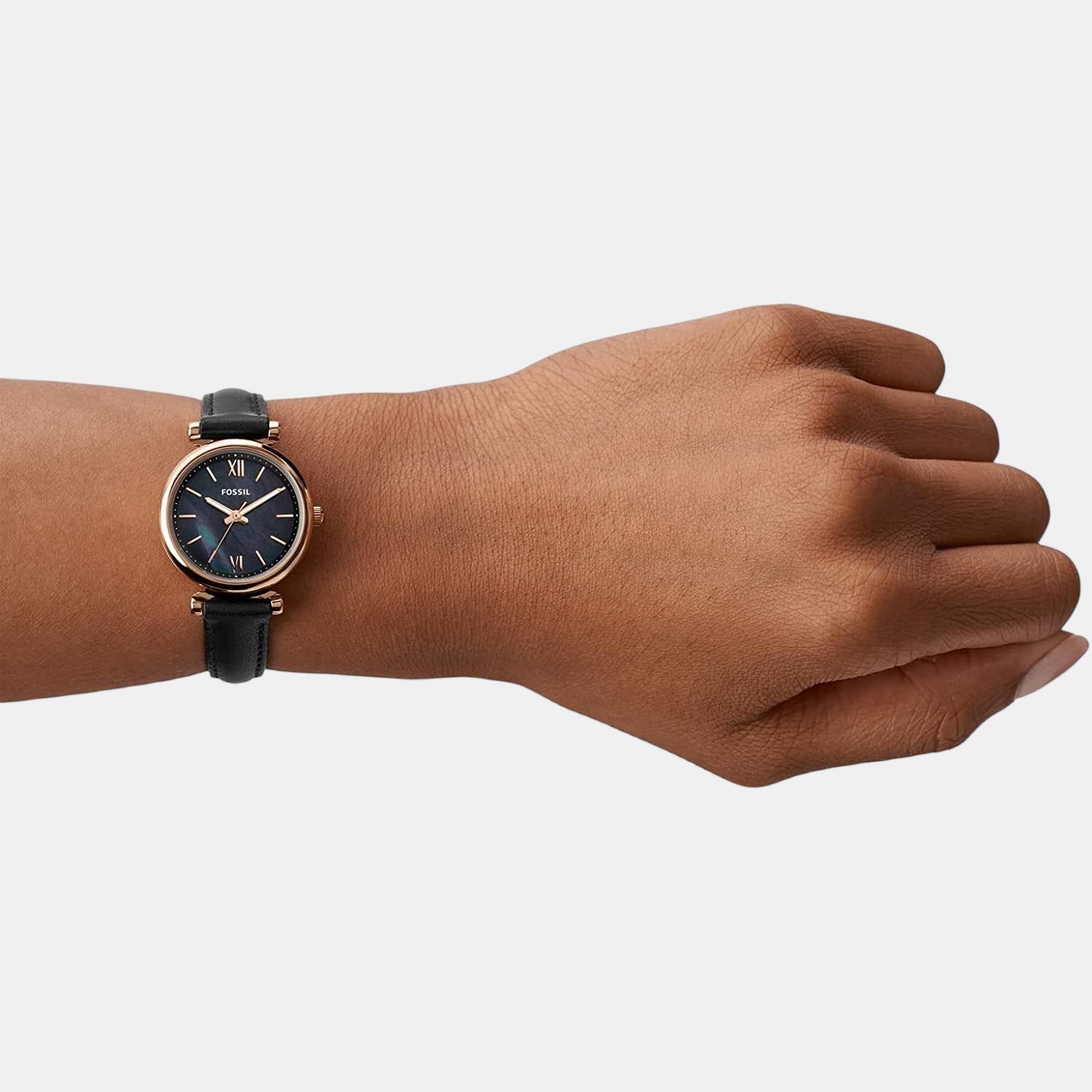 Fossil Carlie Mini Black Leather Women Watch-ES4700