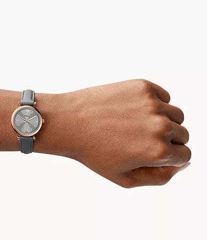 Fossil Women Carlie Mini Grey Leather Watch-ES5068