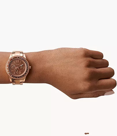 Fossil Stella Sport Womens Rose Gold Stainless Steel Watch - ES5109