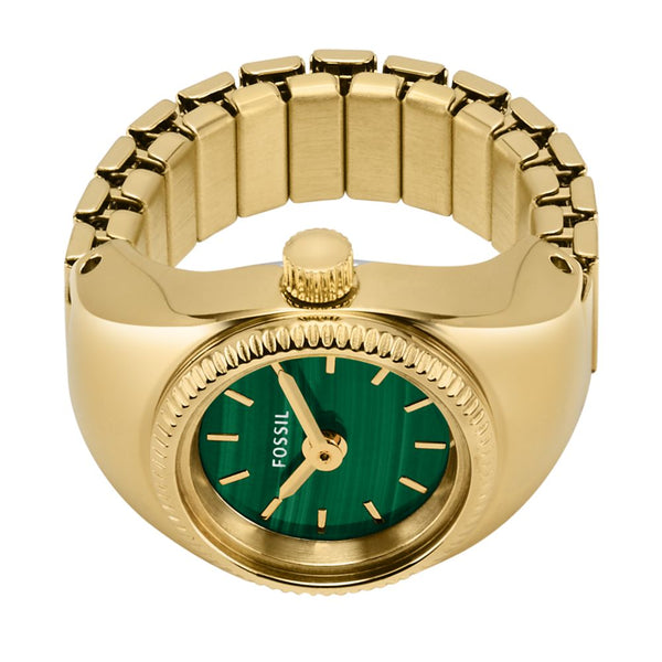 Fossil Watch Ring Womens Gold Stainless Steel Watch-ES5308