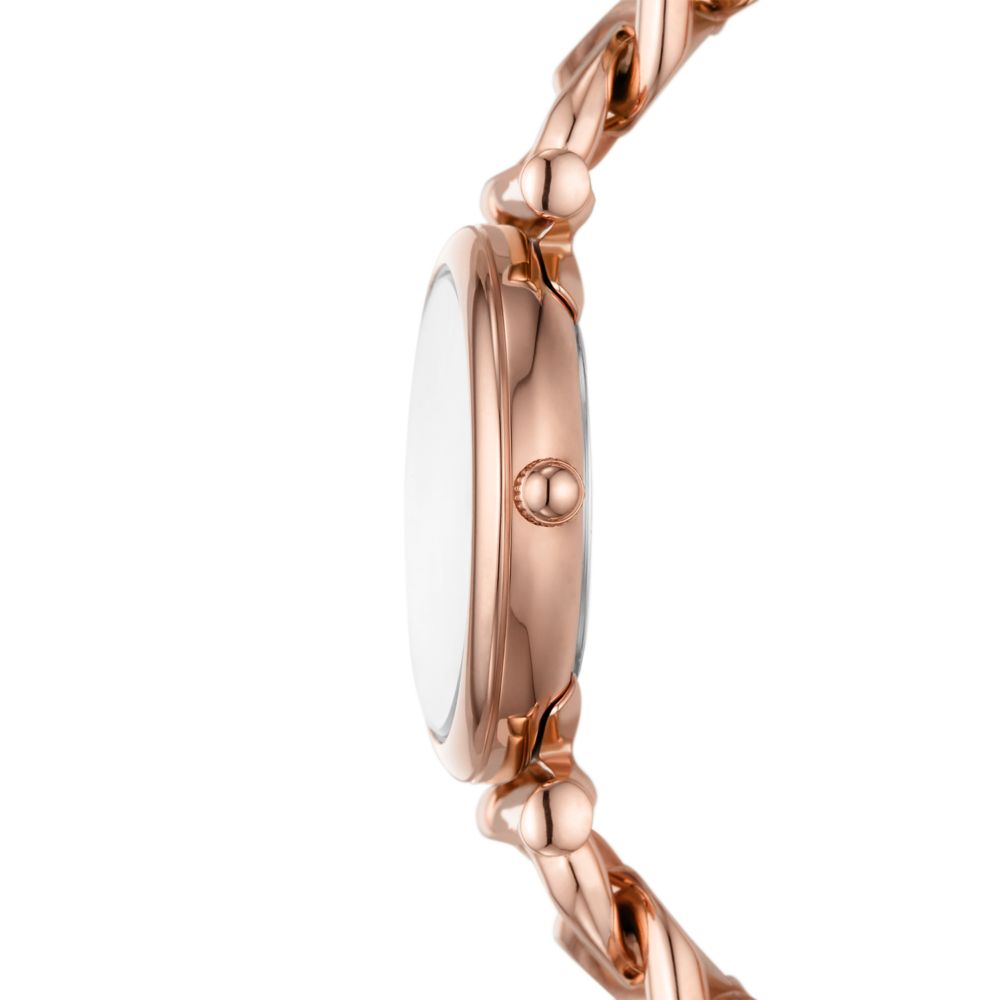 Fossil Carlie Womens Rose Gold Stainless Steel Strap Watch-ES5330