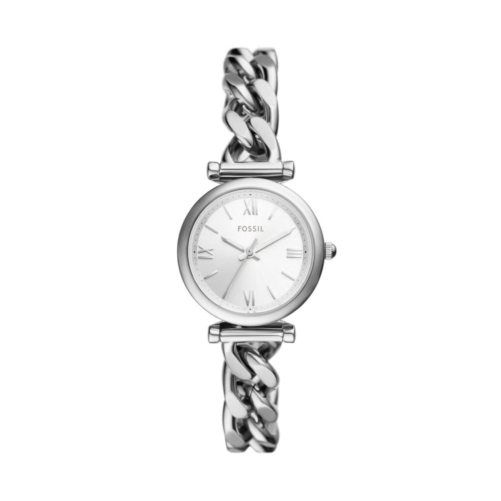 Fossil Carlie Womens Silver Stainless Steel Strap Watch-ES5331